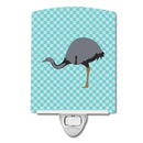 Rhea Blue Check Ceramic Night Light Compact, UL-Certified, Ideal for Bedroom, Bathroom, Nursery, Hallway, Kitchen, 6x4x3, Multicolor
