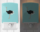 Common Ostrich Blue Check Ceramic Night Light Compact, UL-Certified, Ideal for Bedroom, Bathroom, Nursery, Hallway, Kitchen, 6x4x3, Multicolor