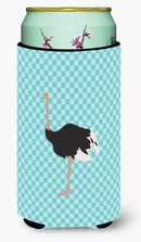 Common Ostrich Blue Check Tall Boy Hugger Can Cooler Sleeve Machine Washable Drink Collapsible Insulator Beverage Insulated Holder
