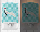 Silver Pheasant Blue Check Ceramic Night Light Compact, UL-Certified, Ideal for Bedroom, Bathroom, Nursery, Hallway, Kitchen, 6x4x3, Multicolor