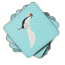 Silver Pheasant Blue Check Foam Coasters Set of 4 Cup Coasters for Indoor Outdoor, Tabletop Protection, Anti Slip, Mouse pad Material