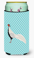 Silver Pheasant Blue Check Tall Boy Hugger Can Cooler Sleeve Machine Washable Drink Collapsible Insulator Beverage Insulated Holder
