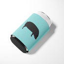 Devon Large Black Pig Blue Check Can or Bottle Hugger Cooler Sleeve for Standard 12 oz Cans, Insulated Foam Beer & Soda Can Hugger Reusable