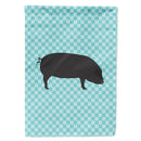 Devon Large Black Pig Blue Check House Flag 28x40 Porch Sleeve Pole Decorative Outside Yard Banner Artwork Wall Hanging, Polyester