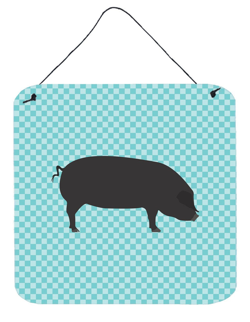 Devon Large Black Pig Blue Check Wall or Door Hanging Prints BB8105DS66