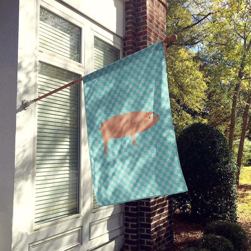 American Landrace Pig Blue Check Flag Canvas House Size BB8106CHF