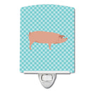 American Landrace Pig Blue Check Ceramic Night Light BB8106CNL