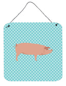 American Landrace Pig Blue Check Wall or Door Hanging Prints BB8106DS66