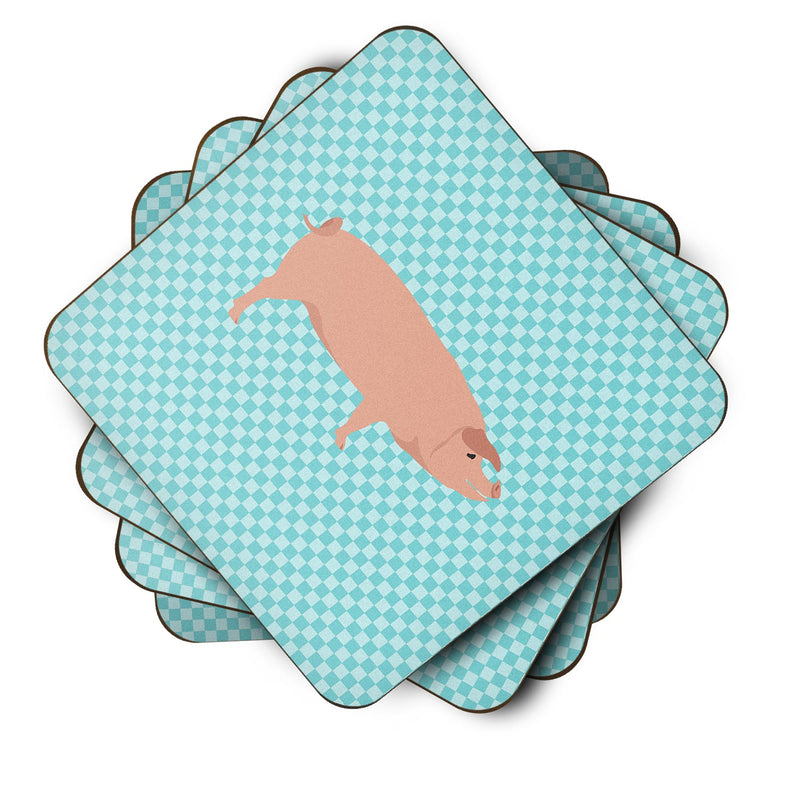 American Landrace Pig Blue Check Foam Coaster  BB8106FC