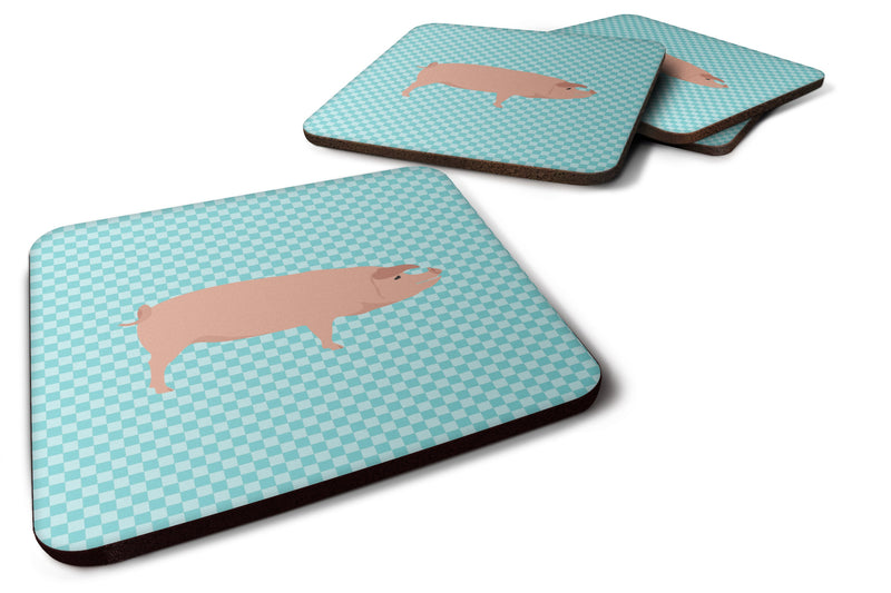 American Landrace Pig Blue Check Foam Coaster  BB8106FC