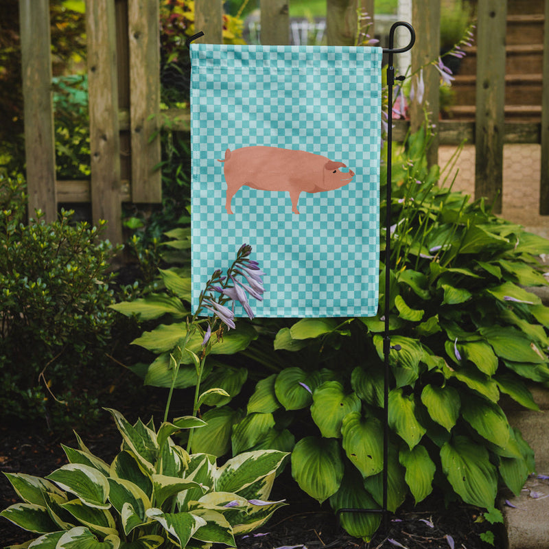 American Landrace Pig Blue Check Garden Flag - Outdoor Decorative Yard Flag