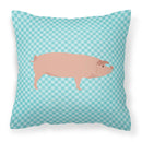 American Landrace Pig Blue Check Fabric Decorative Pillow BB8106PW1818