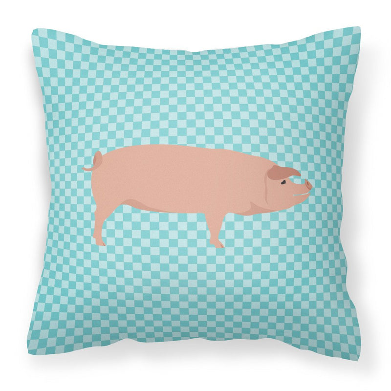 American Landrace Pig Blue Check Fabric Decorative Pillow BB8106PW1818