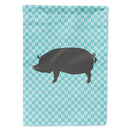 Berkshire Pig Blue Check House Flag 28x40 Porch Sleeve Pole Decorative Outside Yard Banner Artwork Wall Hanging, Polyester