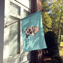 Mini Miniature Pig Blue Check House Flag 28x40 Porch Sleeve Pole Decorative Outside Yard Banner Artwork Wall Hanging, Polyester