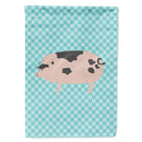 Gloucester Old Spot Pig Blue Check House Flag 28x40 Porch Sleeve Pole Decorative Outside Yard Banner Artwork Wall Hanging, Polyester