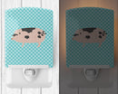 Gloucester Old Spot Pig Blue Check Ceramic Night Light Compact, UL-Certified, Ideal for Bedroom, Bathroom, Nursery, Hallway, Kitchen, 6x4x3, Multicolor