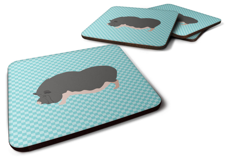 Vietnamese Pot-Bellied Pig Blue Check Foam Coaster Set of 4 BB8115FC