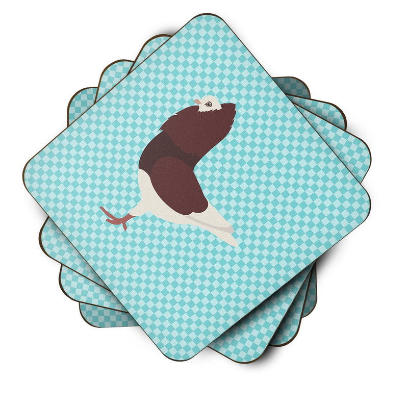 Capuchin Red Pigeon Blue Check Foam Coaster Set of 4 BB8122FC