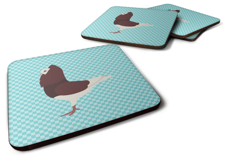 Capuchin Red Pigeon Blue Check Foam Coaster Set of 4 BB8122FC