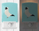 Nun Pigeon Blue Check Ceramic Night Light Compact, UL-Certified, Ideal for Bedroom, Bathroom, Nursery, Hallway, Kitchen, 6x4x3, Multicolor