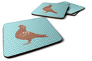 African Owl Pigeon Blue Check Foam Coaster  BB8127FC