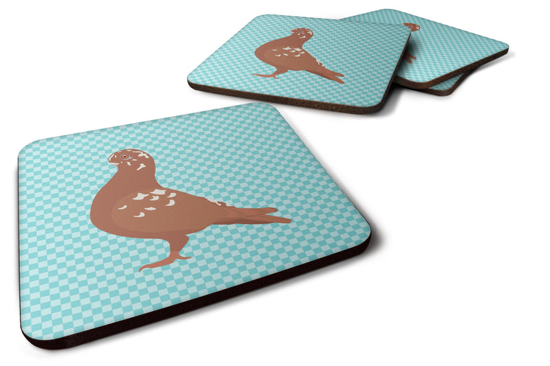 African Owl Pigeon Blue Check Foam Coaster Set of 4 BB8127FC