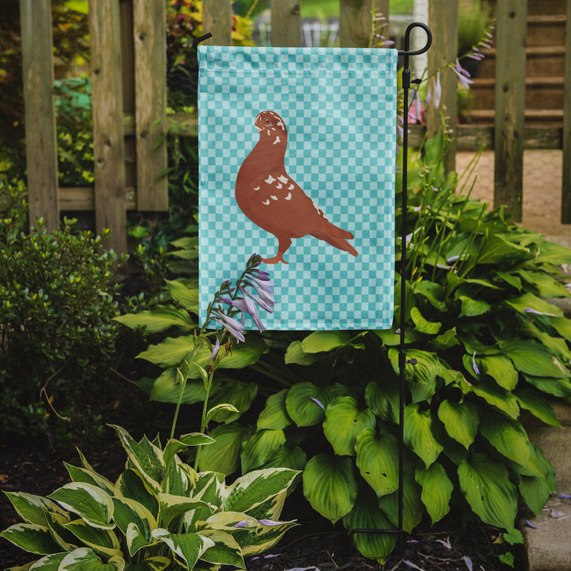 African Owl Pigeon Blue Check Flag Garden Size