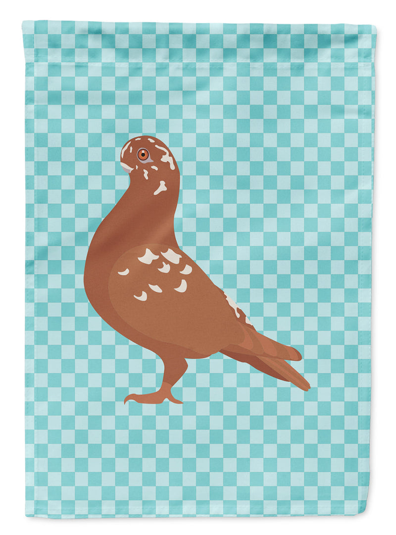 African Owl Pigeon Blue Check Flag Garden Size