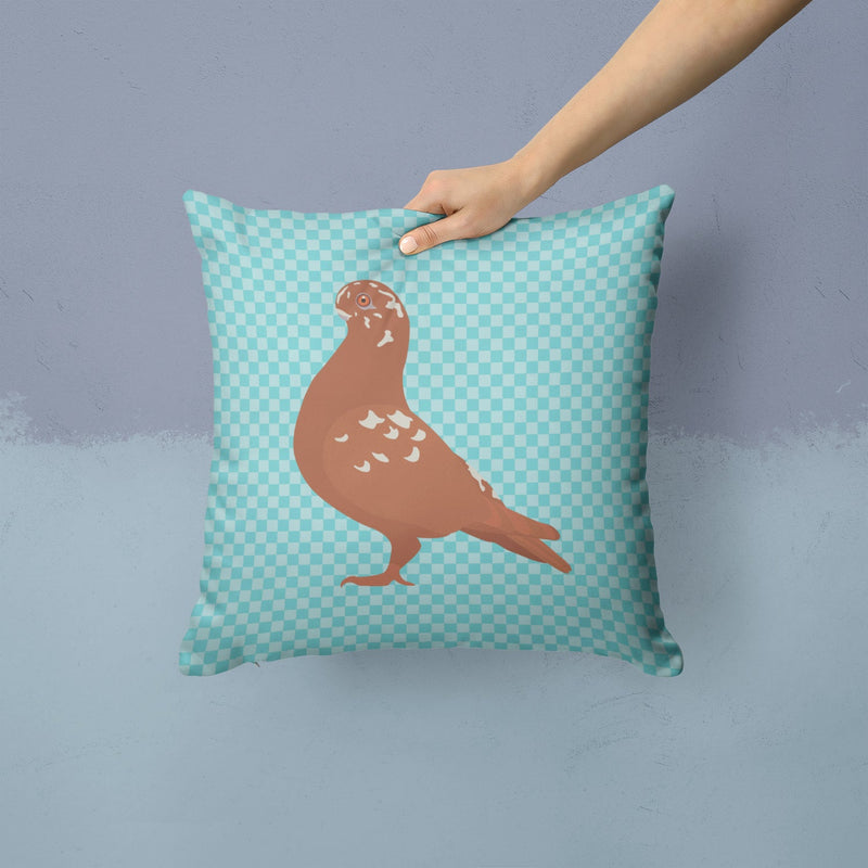 African Owl Pigeon Blue Check Fabric Decorative Pillow BB8127PW1414