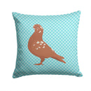 African Owl Pigeon Blue Check Throw Pillow - 14x14 Decorative Pillow – Art for Your Home & Patio BB8127PW1414
