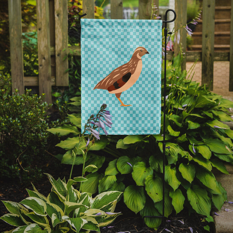 Golden Phoenix Quail Blue Check Garden Flag - Outdoor Decorative Yard Flag