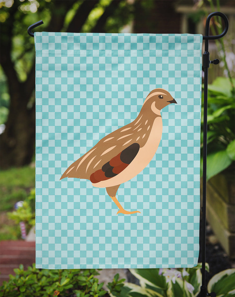 Golden Phoenix Quail Blue Check Garden Flag - Outdoor Decorative Yard Flag
