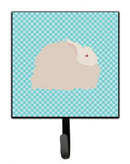 Fluffy Angora Rabbit Blue Check Leash or Key Holder Wall Hooks, Key Hooks Holder, Coat Rack Wall Mount, Coat Hooks, Hooks for Hanging Keys, Towels, Aprons, Leashes