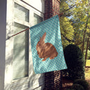 Lionhead Rabbit Blue Check House Flag 28x40 Porch Sleeve Pole Decorative Outside Yard Banner Artwork Wall Hanging, Polyester