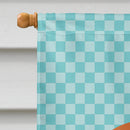 English Lop Rabbit Blue Check House Flag 28x40 Porch Sleeve Pole Decorative Outside Yard Banner Artwork Wall Hanging, Polyester