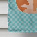 English Lop Rabbit Blue Check House Flag 28x40 Porch Sleeve Pole Decorative Outside Yard Banner Artwork Wall Hanging, Polyester
