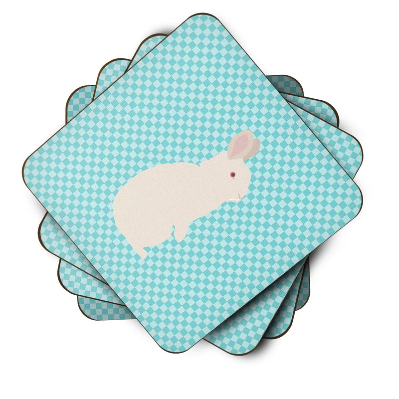 New Zealand White Rabbit Blue Check Foam Coaster Set of 4 BB8139FC