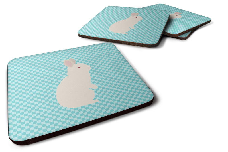 New Zealand White Rabbit Blue Check Foam Coaster Set of 4 BB8139FC