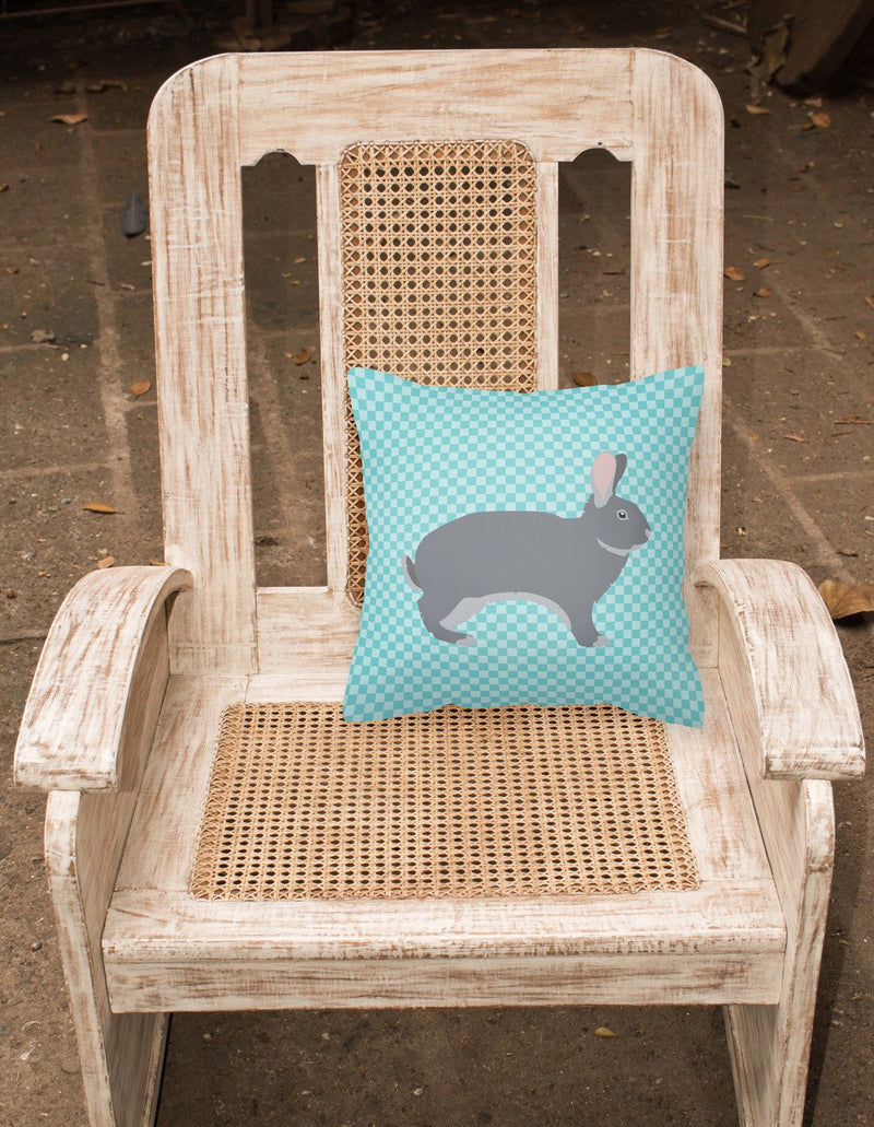 Giant Chinchilla Rabbit Blue Check Fabric Decorative Pillow BB8140PW1818