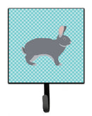 Giant Chinchilla Rabbit Blue Check Leash or Key Holder Wall Hooks, Key Hooks Holder, Coat Rack Wall Mount, Coat Hooks, Hooks for Hanging Keys, Towels, Aprons, Leashes