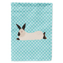 California White Rabbit Blue Check House Flag 28x40 Porch Sleeve Pole Decorative Outside Yard Banner Artwork Wall Hanging, Polyester
