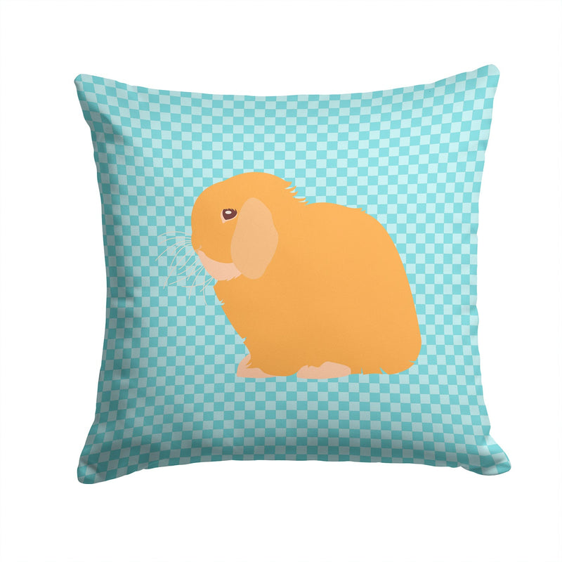 Holland Lop Rabbit Blue Check Fabric Decorative Pillow BB8142PW1414