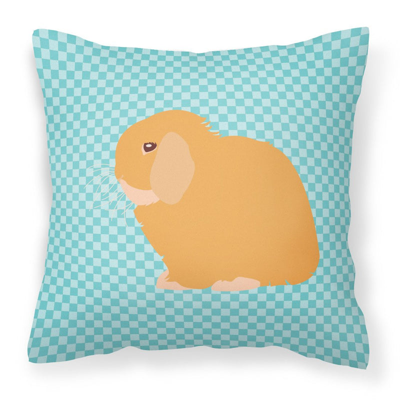 Holland Lop Rabbit Blue Check Fabric Decorative Pillow BB8142PW1818