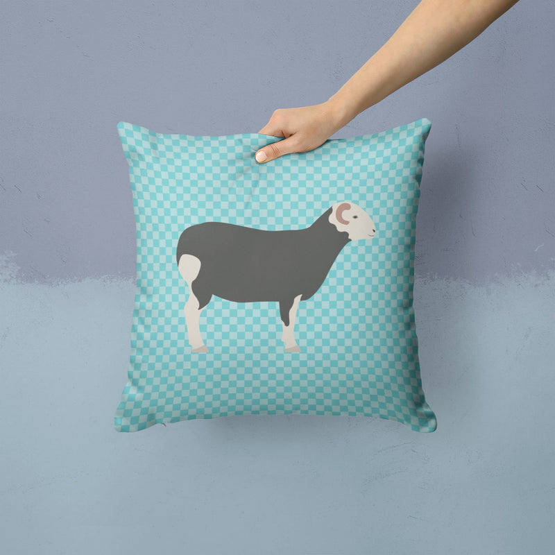 Herwick Sheep Blue Check Fabric Decorative Pillow BB8144PW1414