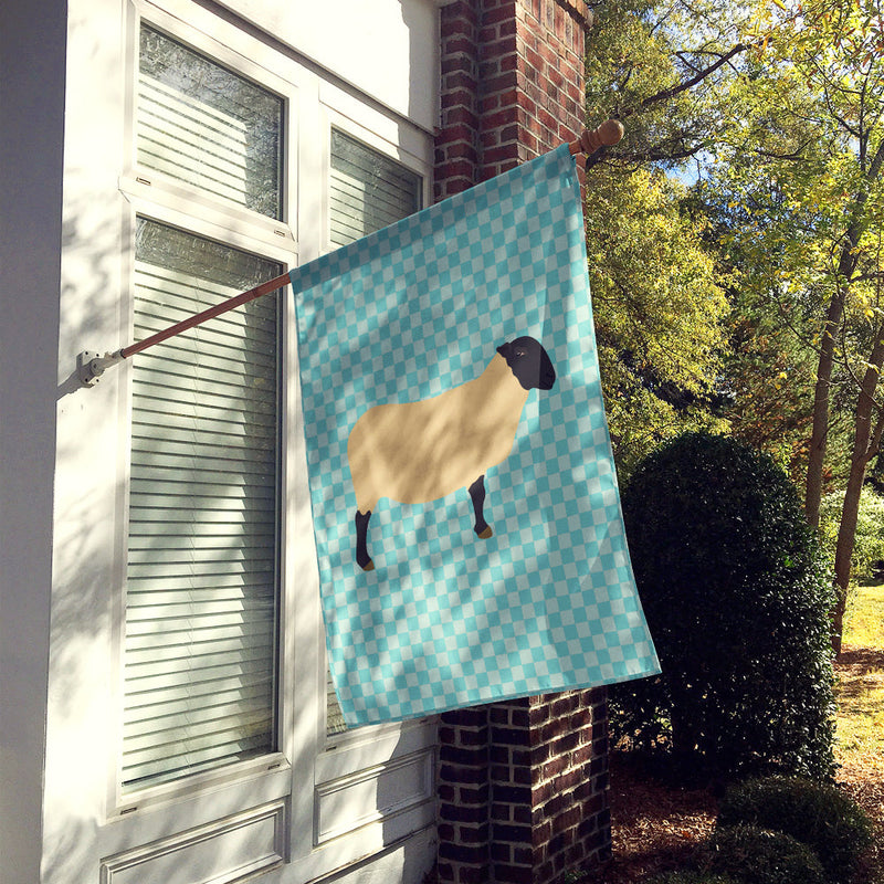 Suffolk Sheep Blue Check Flag Canvas House Size BB8146CHF