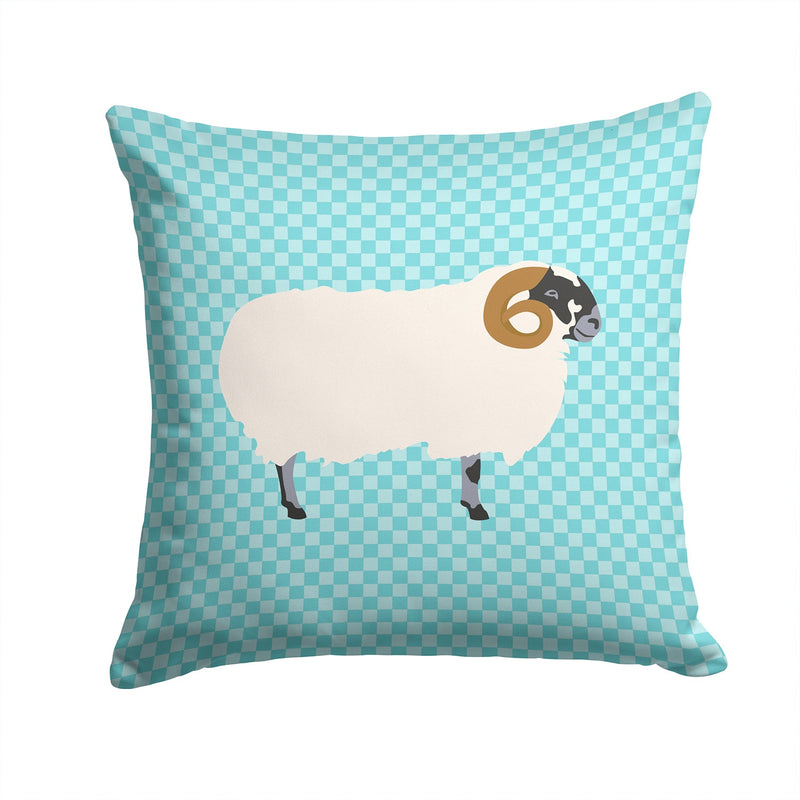 Scottish Blackface Sheep Blue Check Fabric Decorative Pillow BB8147PW1414