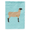 Hampshire Down Sheep Blue Check House Flag 28x40 Porch Sleeve Pole Decorative Outside Yard Banner Artwork Wall Hanging, Polyester
