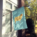 Horned Dorset Sheep Blue Check House Flag 28x40 Porch Sleeve Pole Decorative Outside Yard Banner Artwork Wall Hanging, Polyester