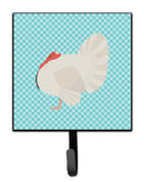White Holland Turkey Blue Check Leash or Key Holder Wall Hooks, Key Hooks Holder, Coat Rack Wall Mount, Coat Hooks, Hooks for Hanging Keys, Towels, Aprons, Leashes